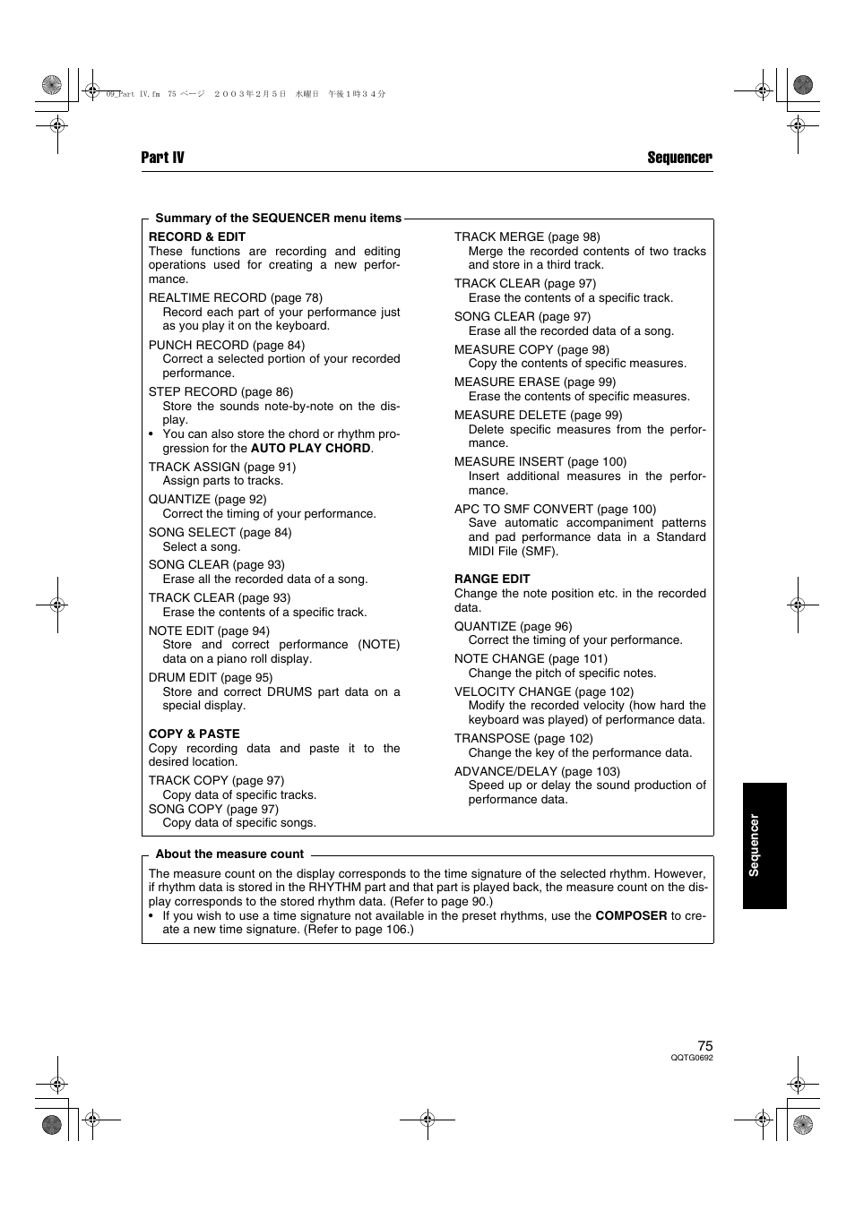 Part iv sequencer | Panasonic SX-KN2600 User Manual | Page 75 / 200