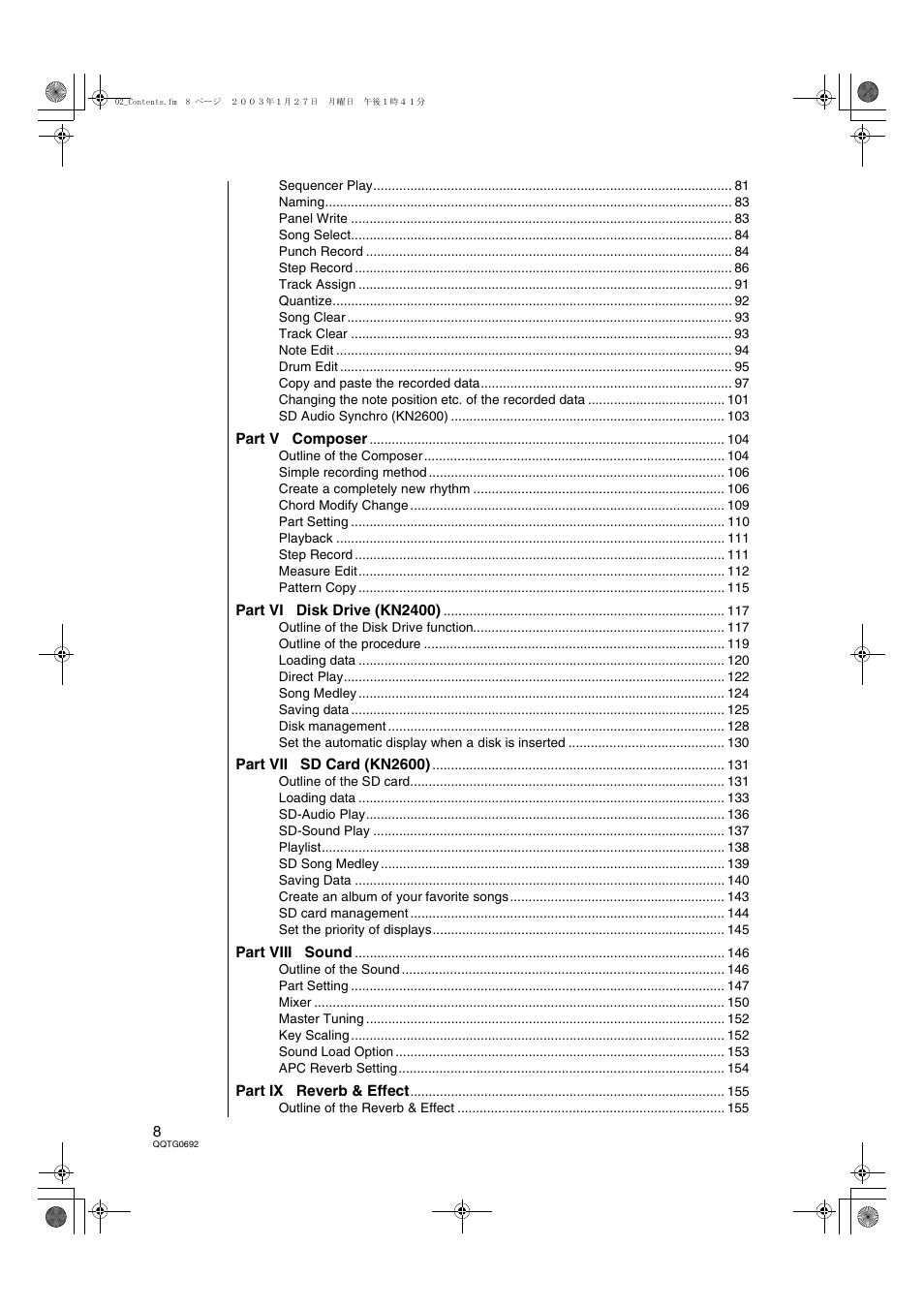 Panasonic SX-KN2600 User Manual | Page 8 / 200