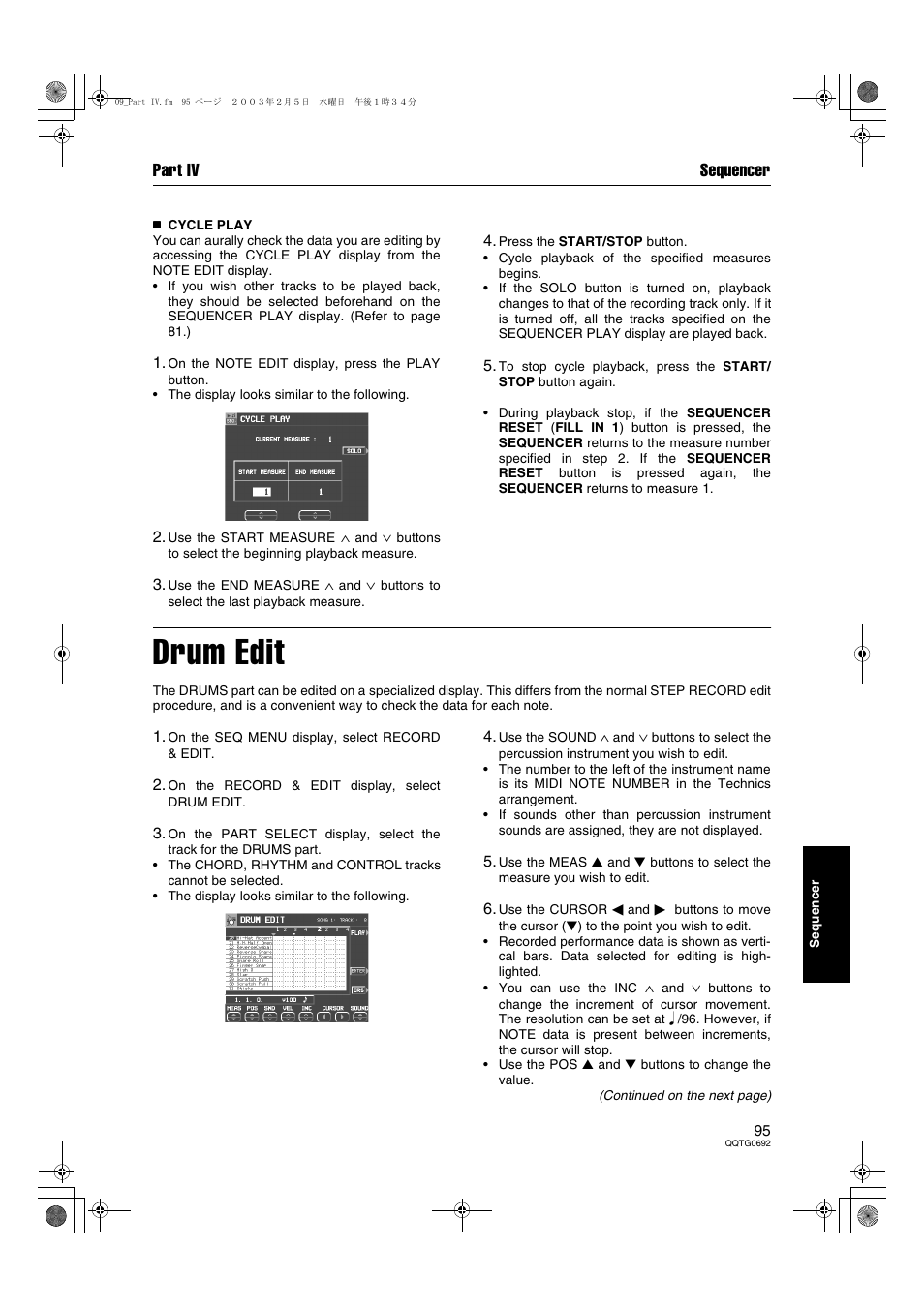 Drum edit, Part iv sequencer | Panasonic SX-KN2600 User Manual | Page 95 / 200