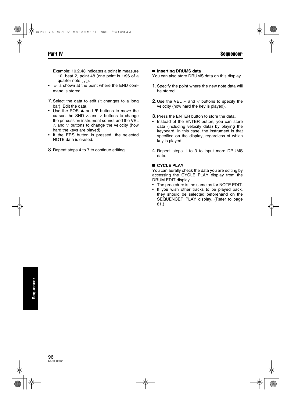 Part iv sequencer | Panasonic SX-KN2600 User Manual | Page 96 / 200