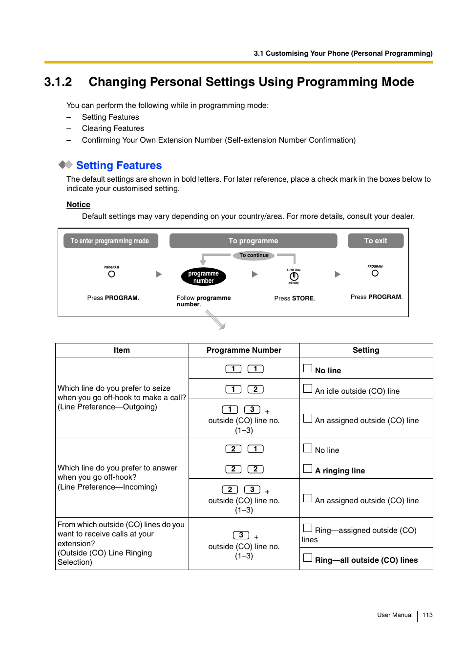Setting features | Panasonic KX-TEB308 User Manual | Page 113 / 152