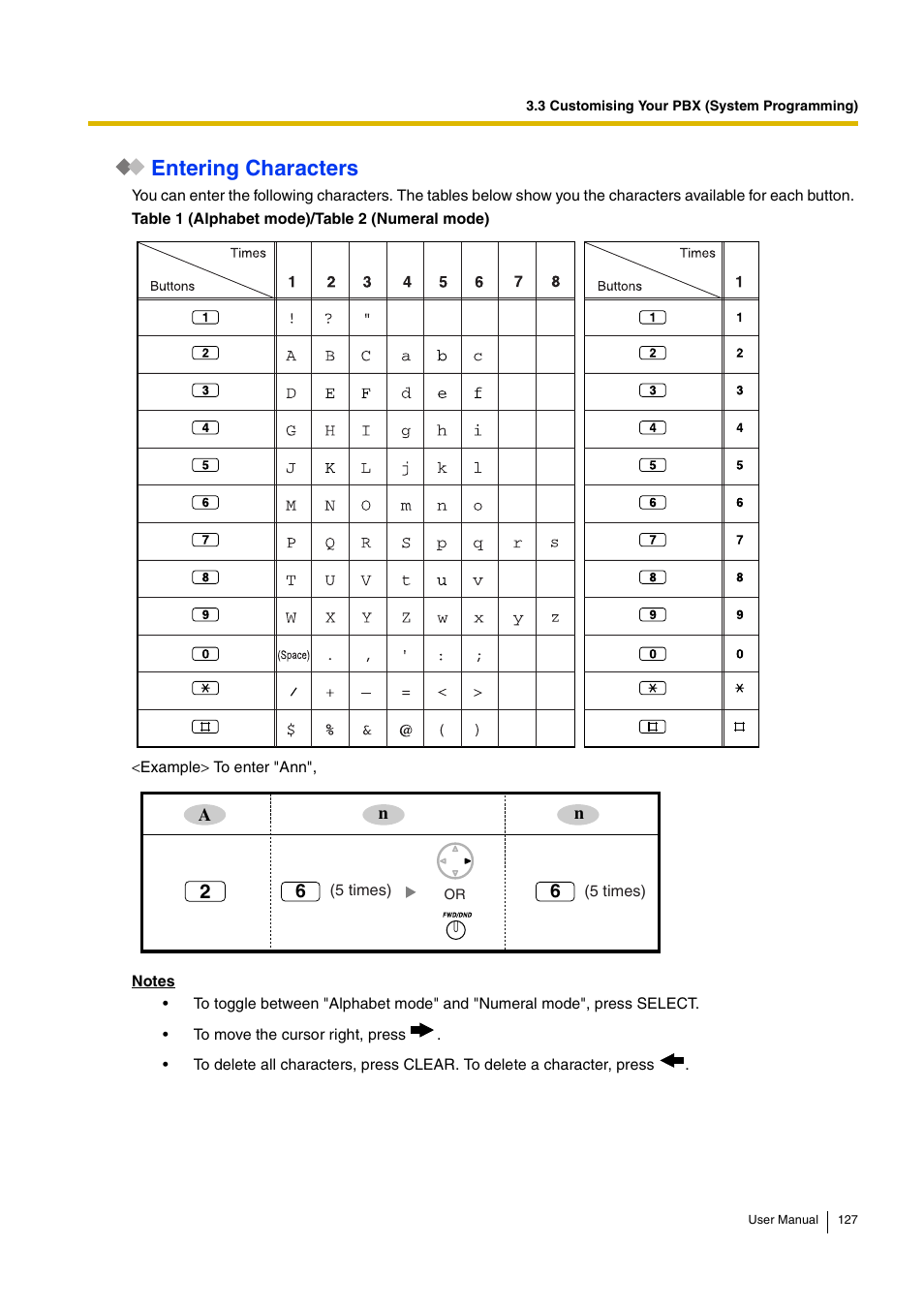 Entering characters | Panasonic KX-TEB308 User Manual | Page 127 / 152