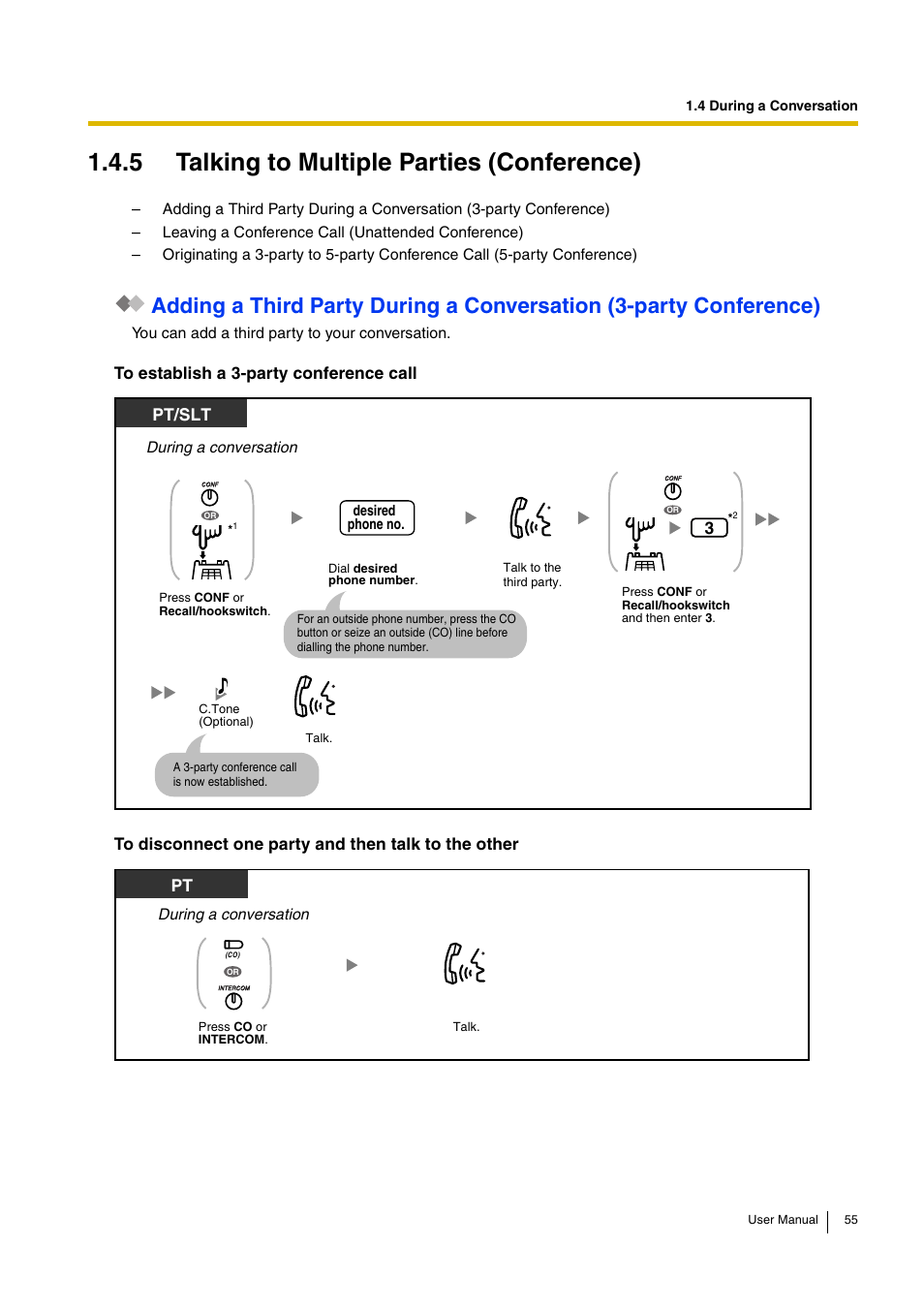 5 talking to multiple parties (conference) | Panasonic KX-TEB308 User Manual | Page 55 / 152