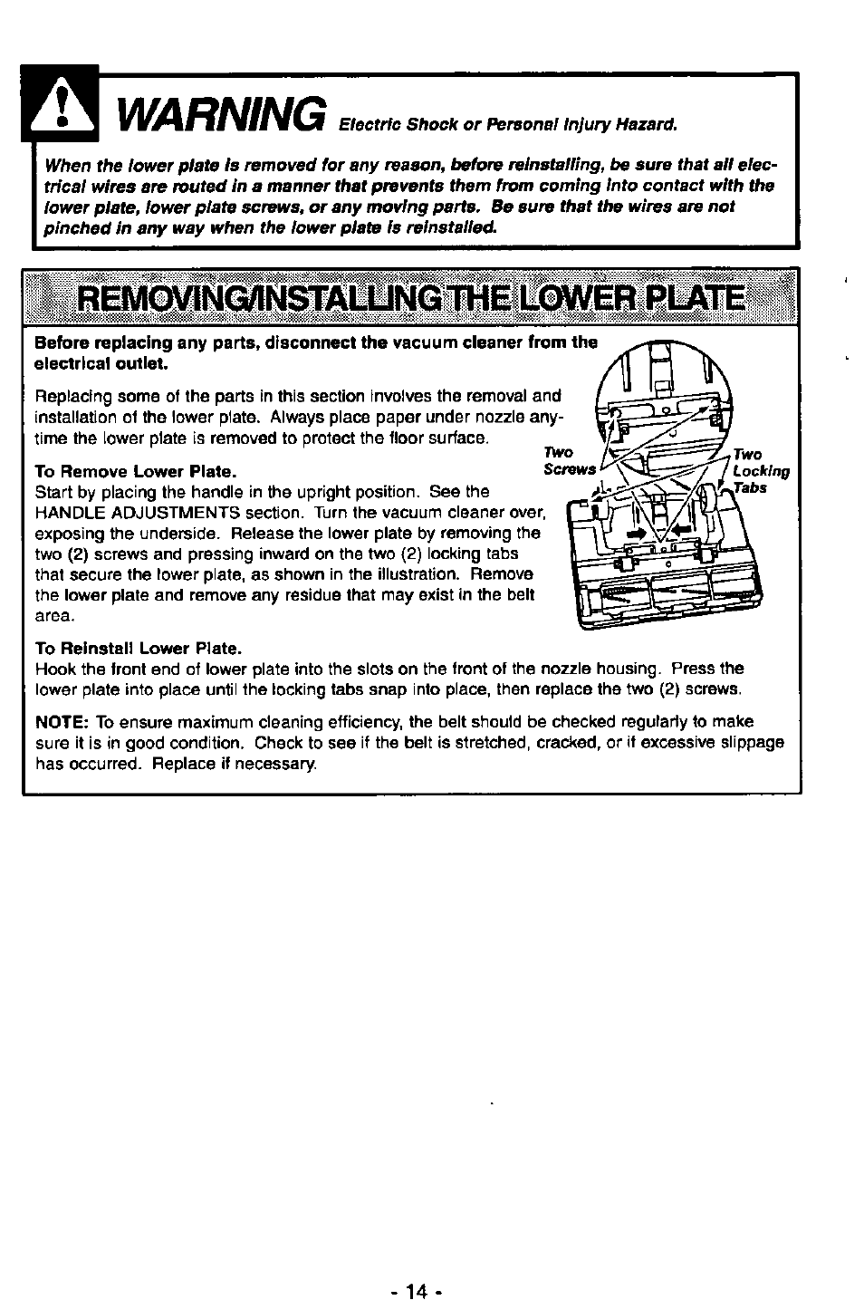 Warning | Panasonic ULTRA-PRO MC-V150 User Manual | Page 14 / 40