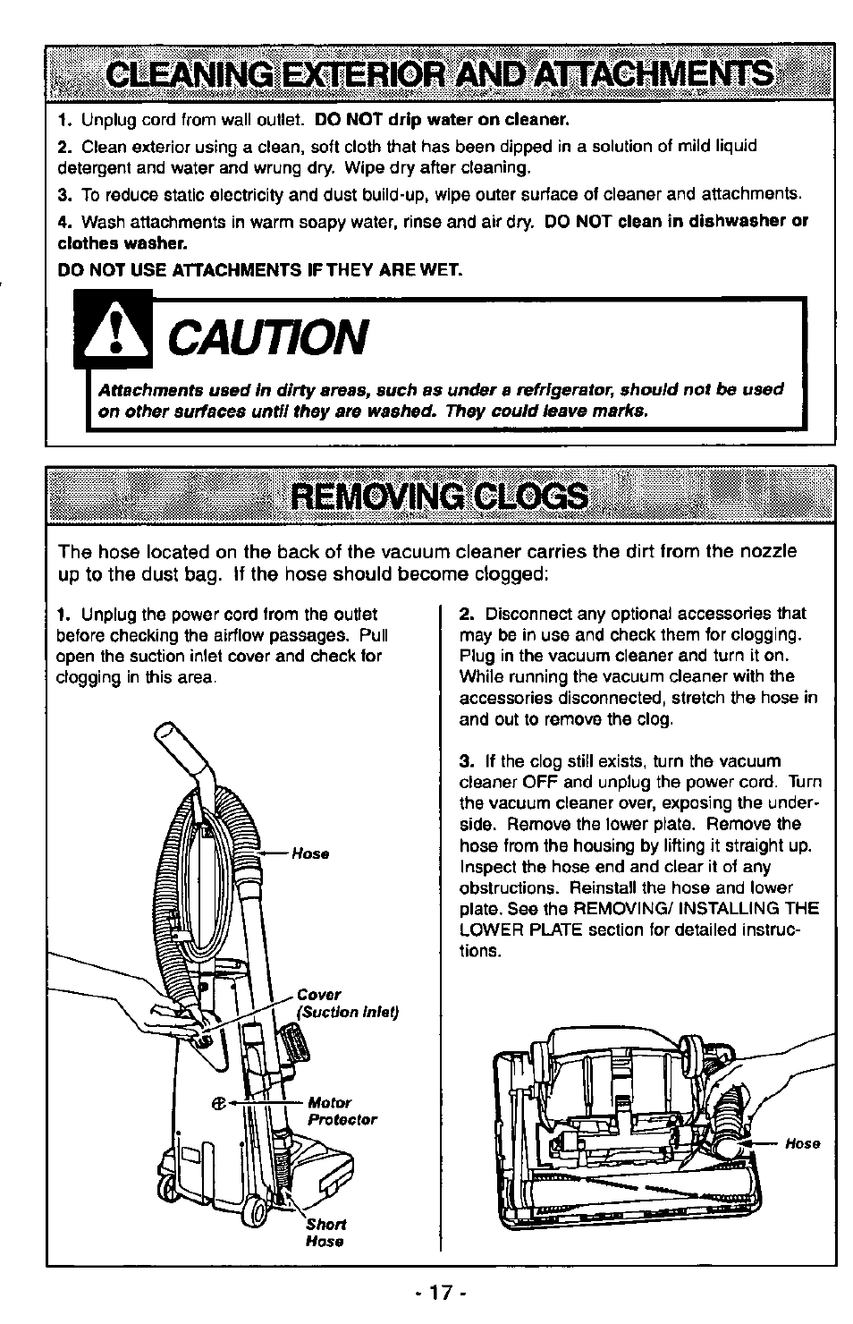 Caunon, Do not drip water on cleaner, Znarars | Panasonic ULTRA-PRO MC-V150 User Manual | Page 17 / 40