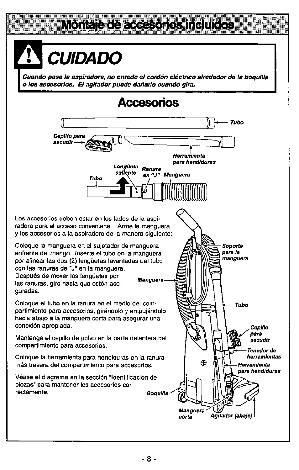 Accesorios, Cuidado | Panasonic ULTRA-PRO MC-V150 User Manual | Page 28 / 40