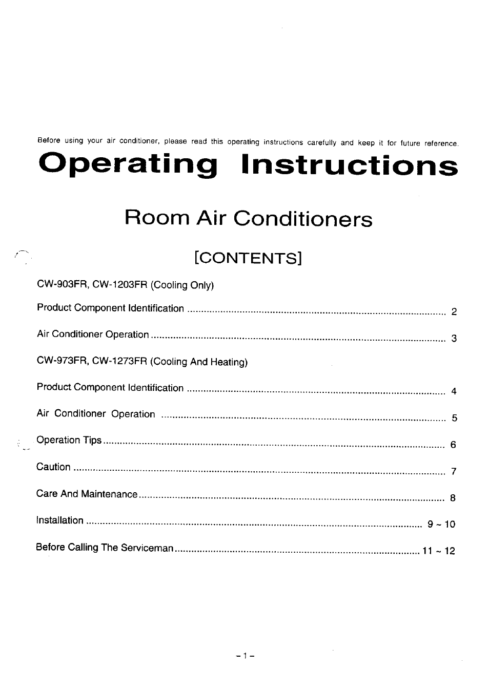 Panasonic CW-1273FR User Manual | Page 2 / 13