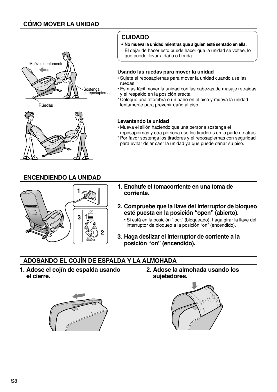 Cuidado | Panasonic EP1272 User Manual | Page 34 / 76
