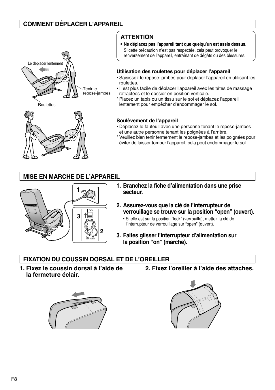 Attention | Panasonic EP1272 User Manual | Page 58 / 76