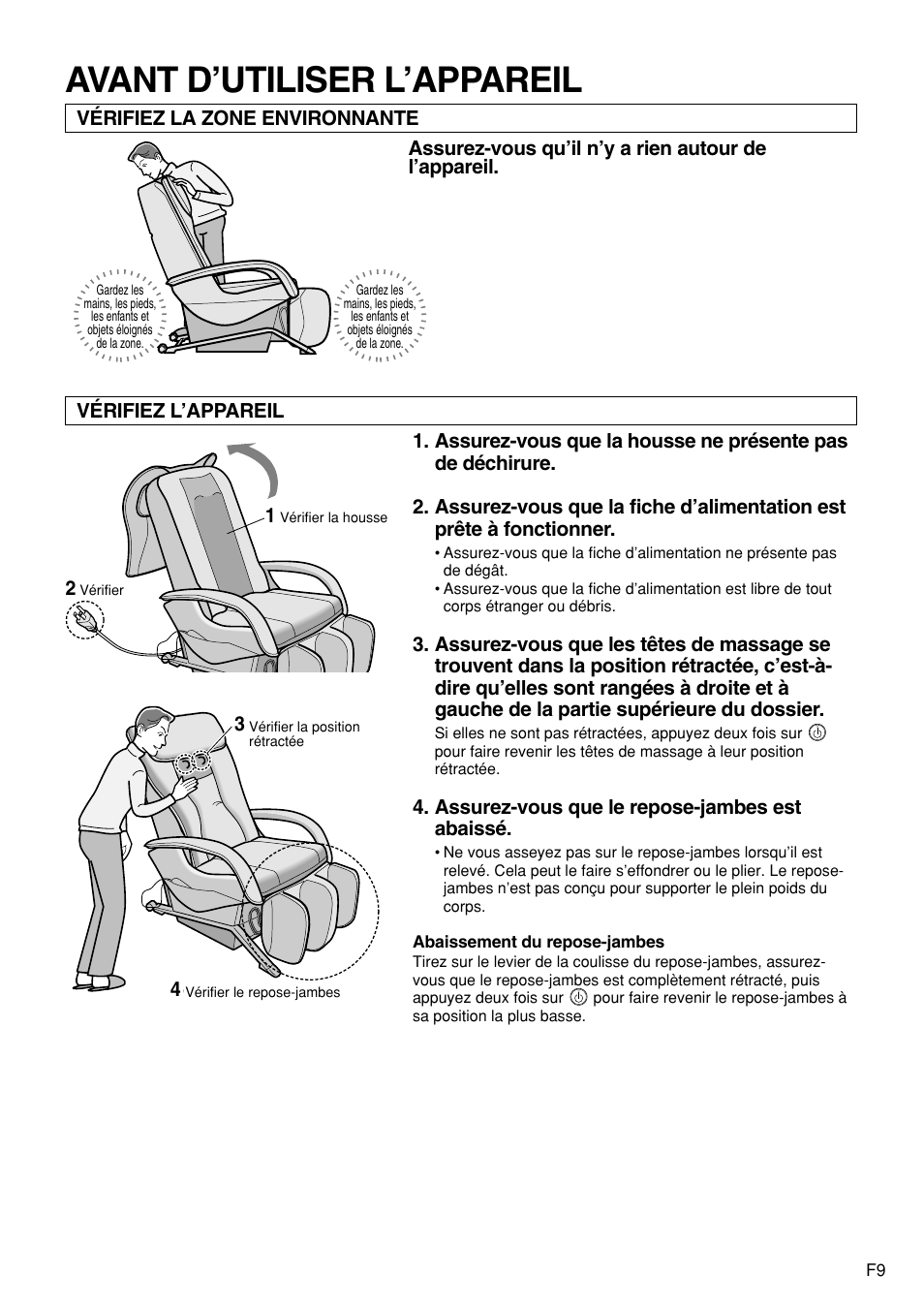 Avant d’utiliser l’appareil | Panasonic EP1272 User Manual | Page 59 / 76