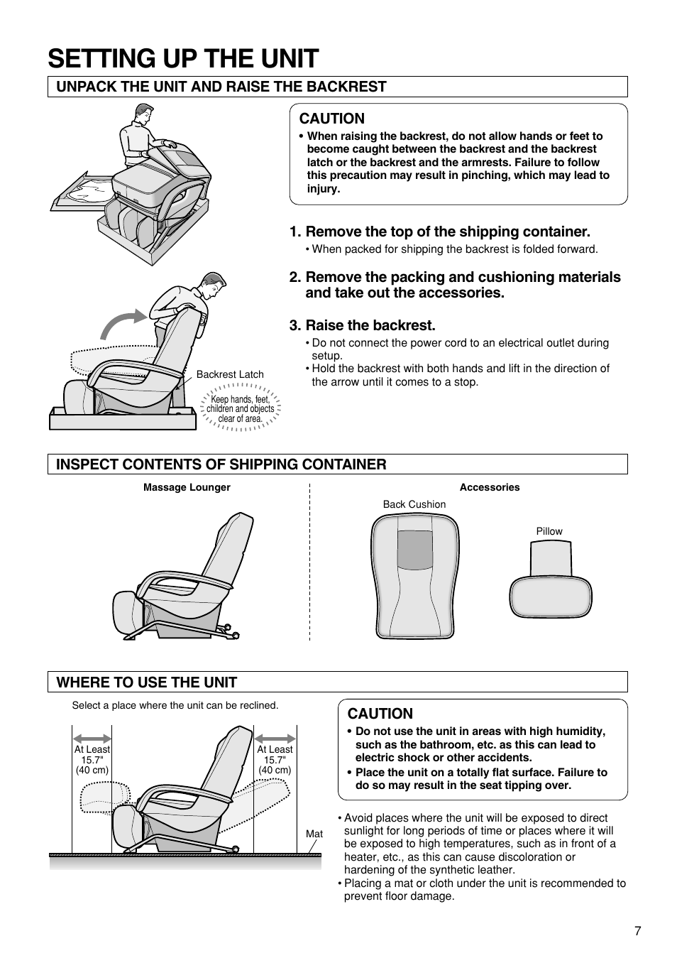 Setting up the unit | Panasonic EP1272 User Manual | Page 9 / 76