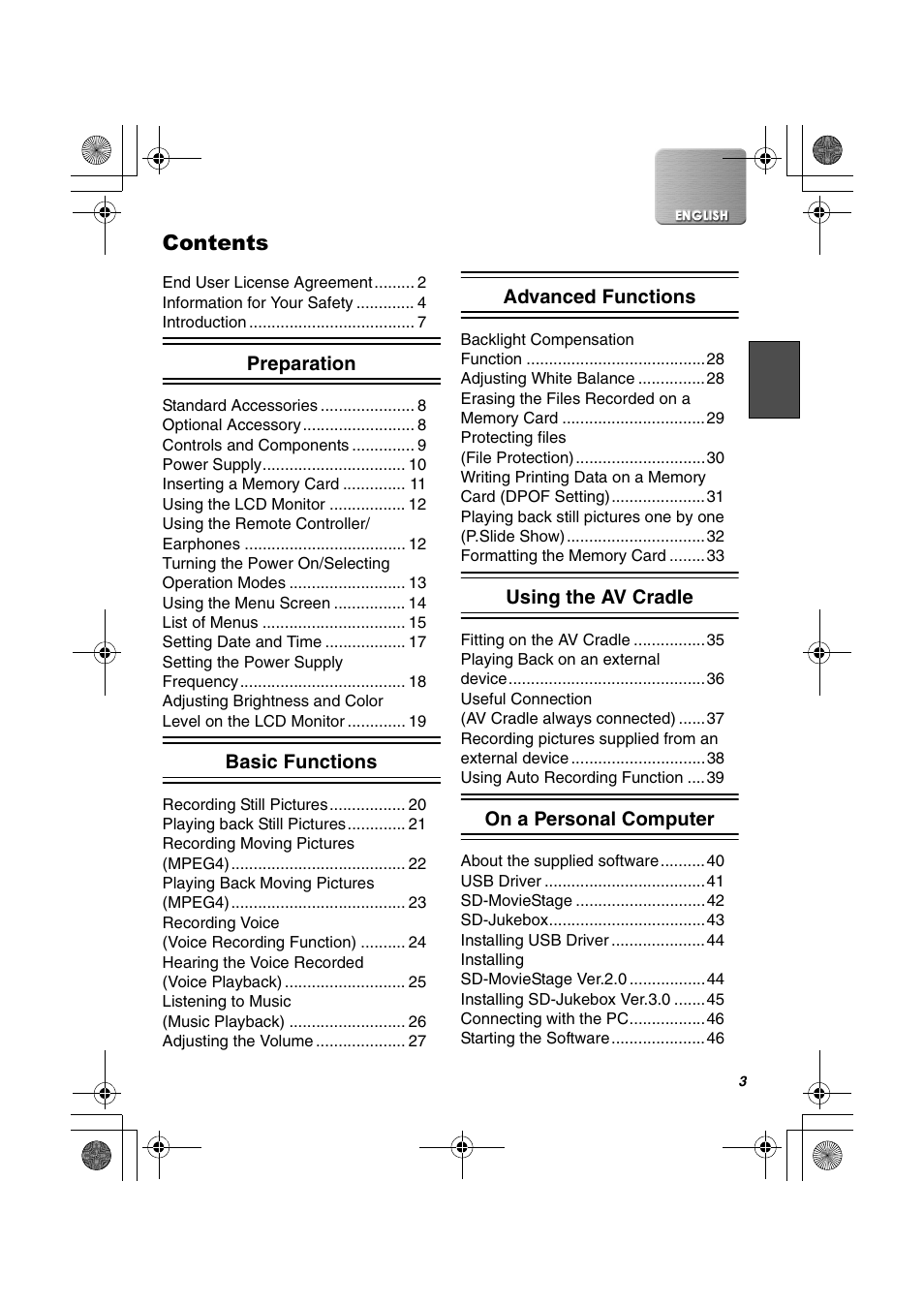 Panasonic SV-AV30U User Manual | Page 3 / 74