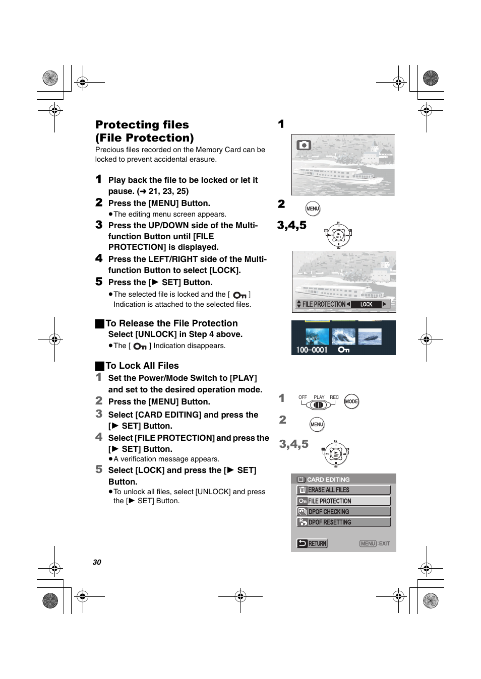 Protecting files (file protection) | Panasonic SV-AV30U User Manual | Page 30 / 74