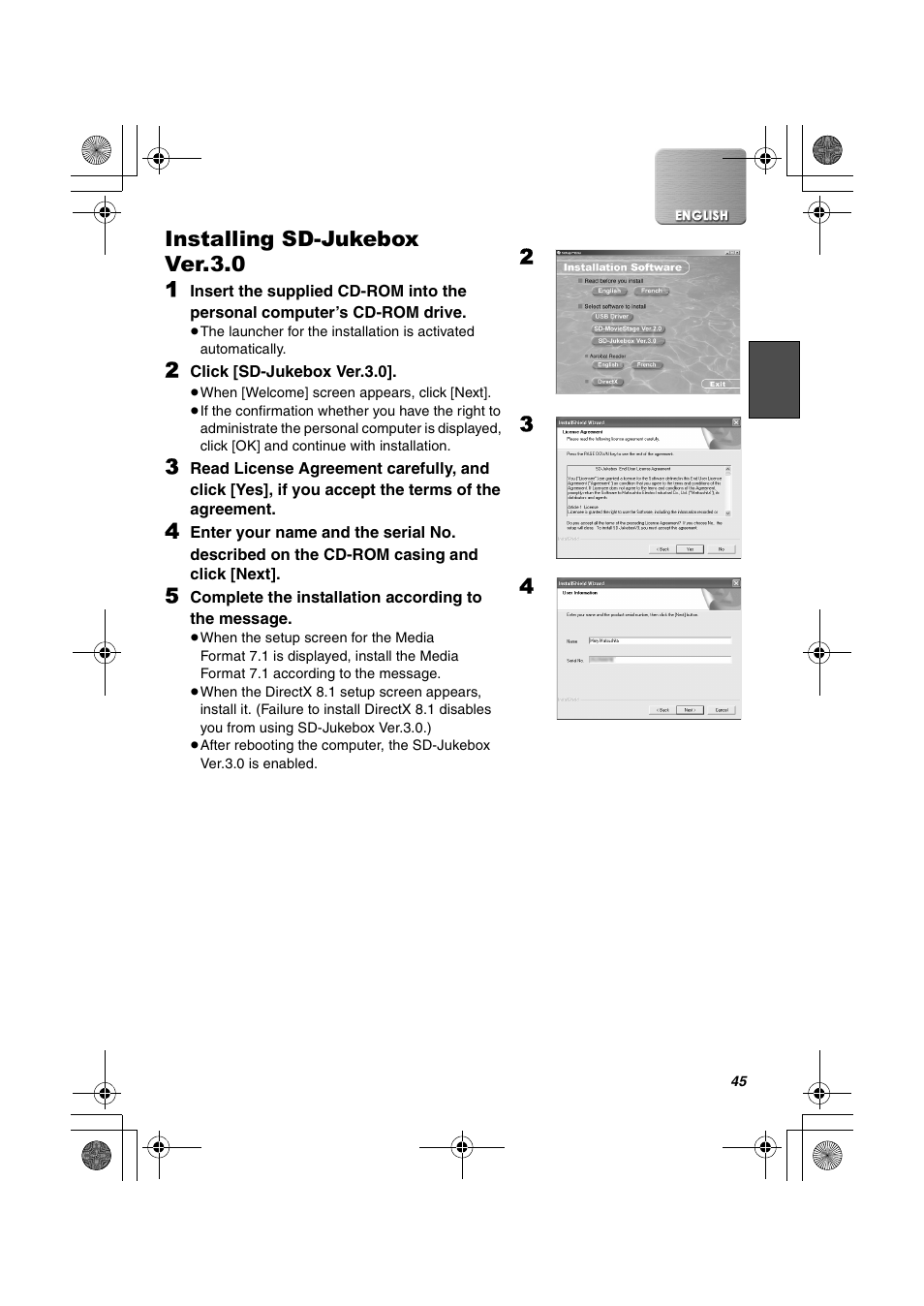 Installing sd-jukebox ver.3.0, Installing sd-jukebox ver.3.0 1 | Panasonic SV-AV30U User Manual | Page 45 / 74