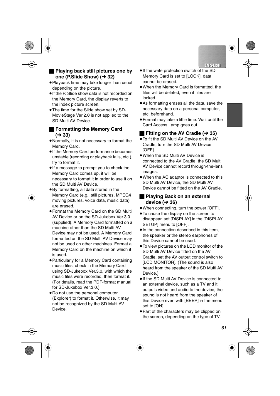 Panasonic SV-AV30U User Manual | Page 61 / 74