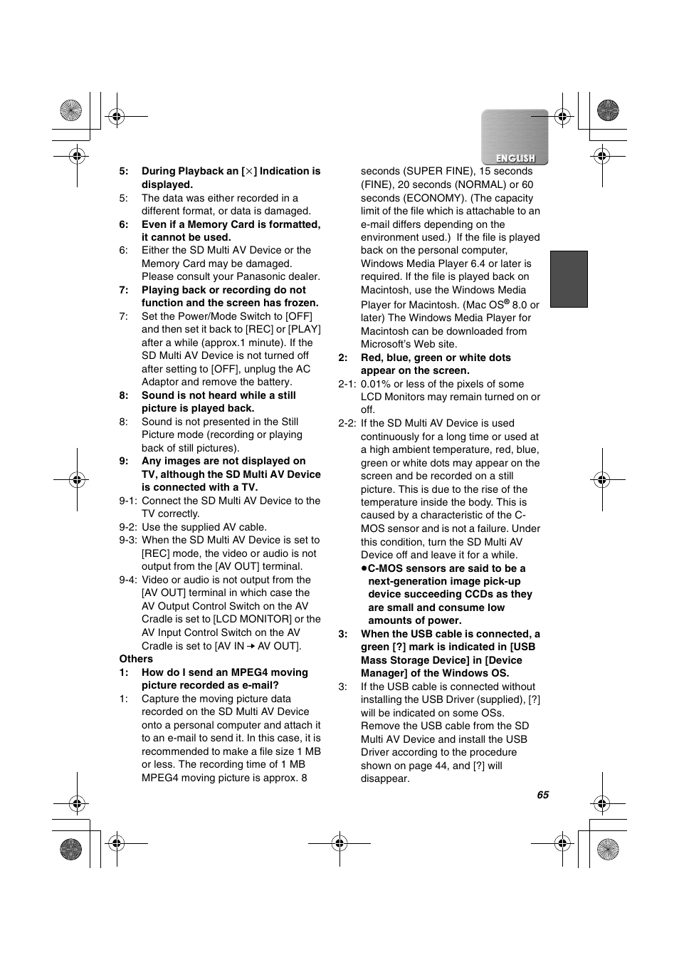 Panasonic SV-AV30U User Manual | Page 65 / 74