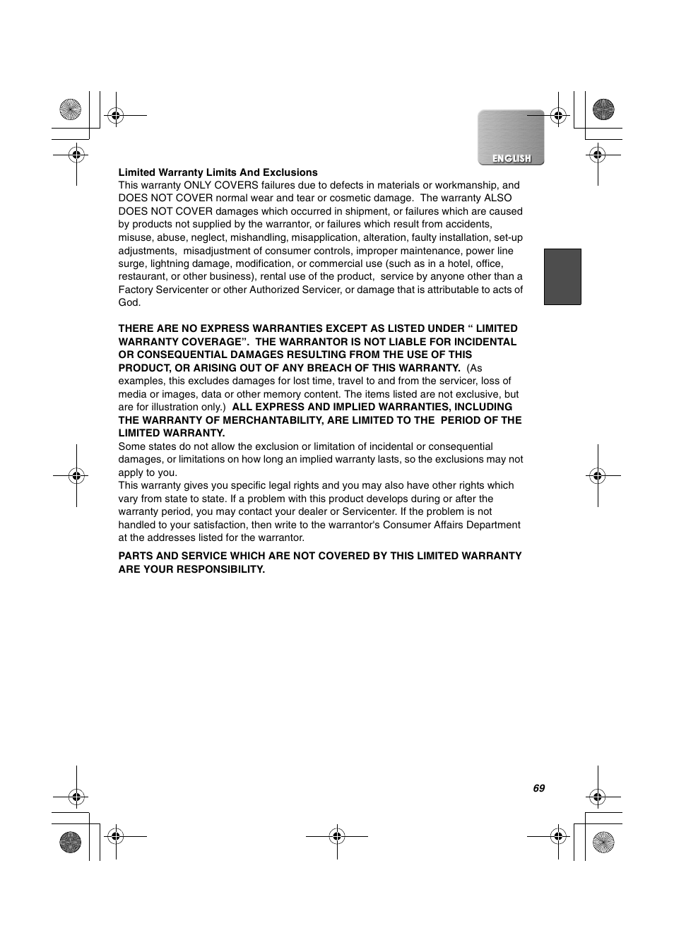 Panasonic SV-AV30U User Manual | Page 69 / 74