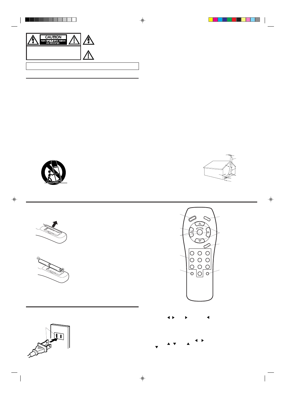 Important safeguards, Remote control, Power source | Caution, Warning | Panasonic CT 13R17B User Manual | Page 2 / 4