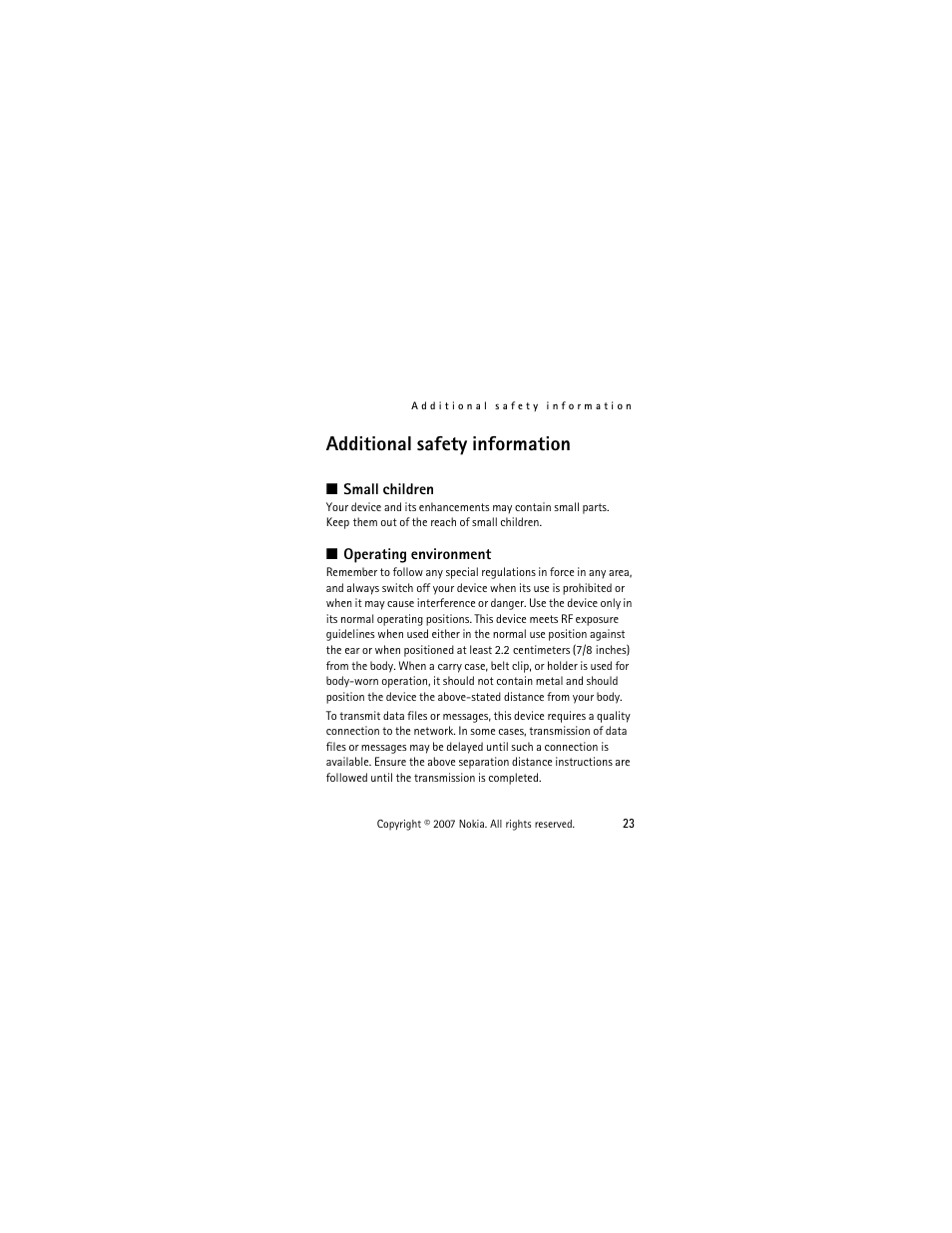 Additional safety information, Small children, Operating environment | Panasonic 1200 User Manual | Page 32 / 42