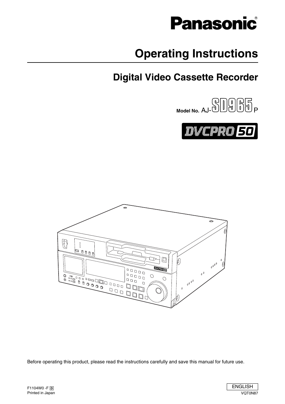 Panasonic AJ-SD965P User Manual | 86 pages