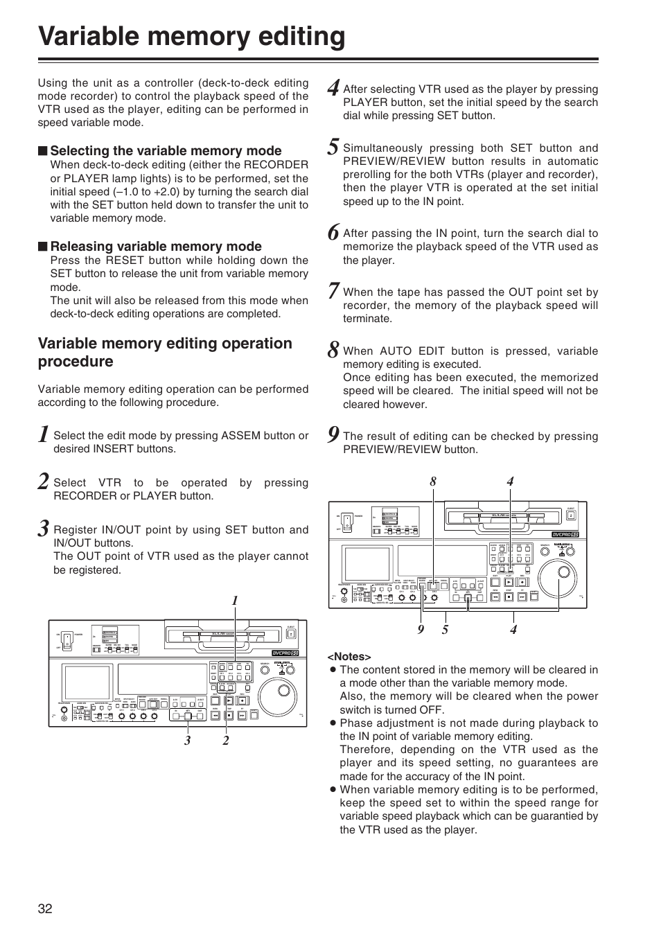 Variable memory editing | Panasonic AJ-SD965P User Manual | Page 32 / 86