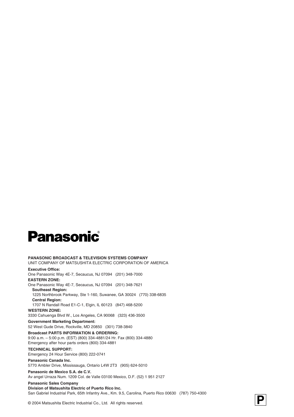 Panasonic AJ-SD965P User Manual | Page 86 / 86