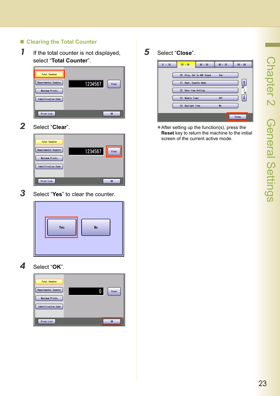 Chapter 2 general settings | Panasonic DP-C213 User Manual | Page 23 / 100