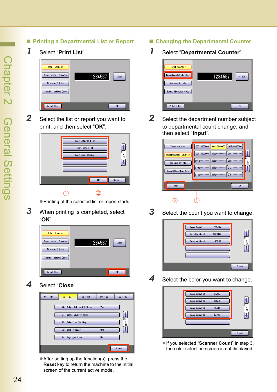 Chapter 2 general settings | Panasonic DP-C213 User Manual | Page 24 / 100