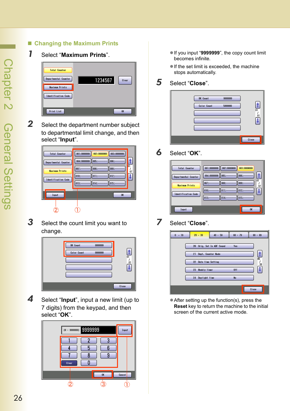 Chapter 2 general settings | Panasonic DP-C213 User Manual | Page 26 / 100