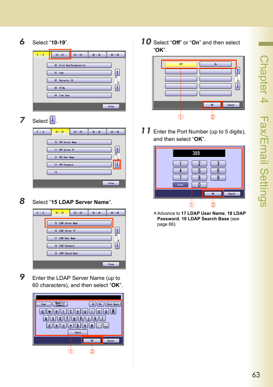 Chapter 4 fax/email settings | Panasonic DP-C213 User Manual | Page 63 / 100