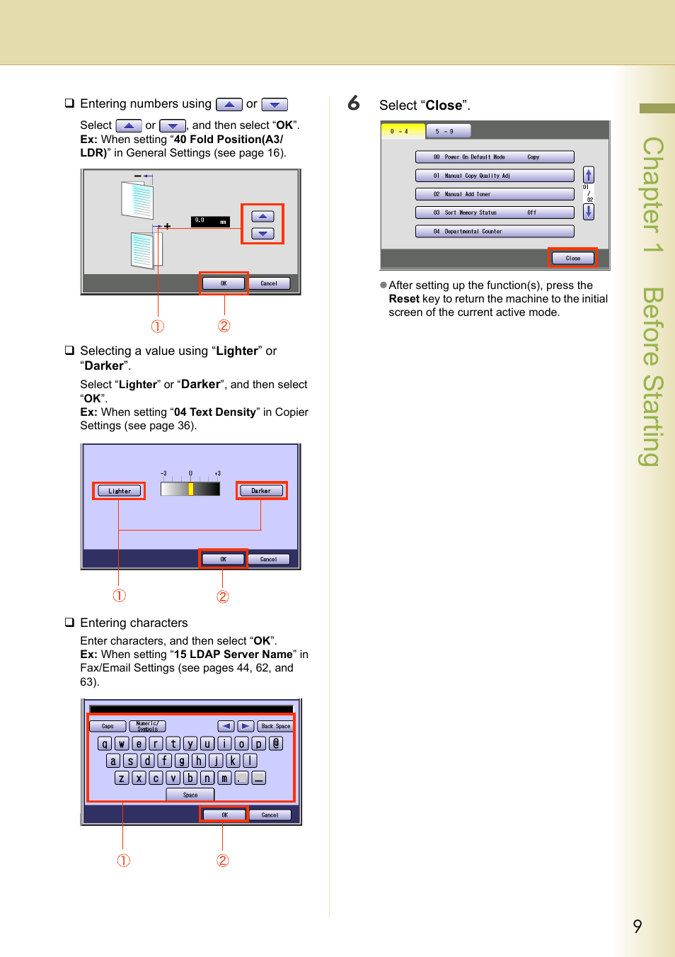 Cha pter 1 before star ting | Panasonic DP-C213 User Manual | Page 9 / 100