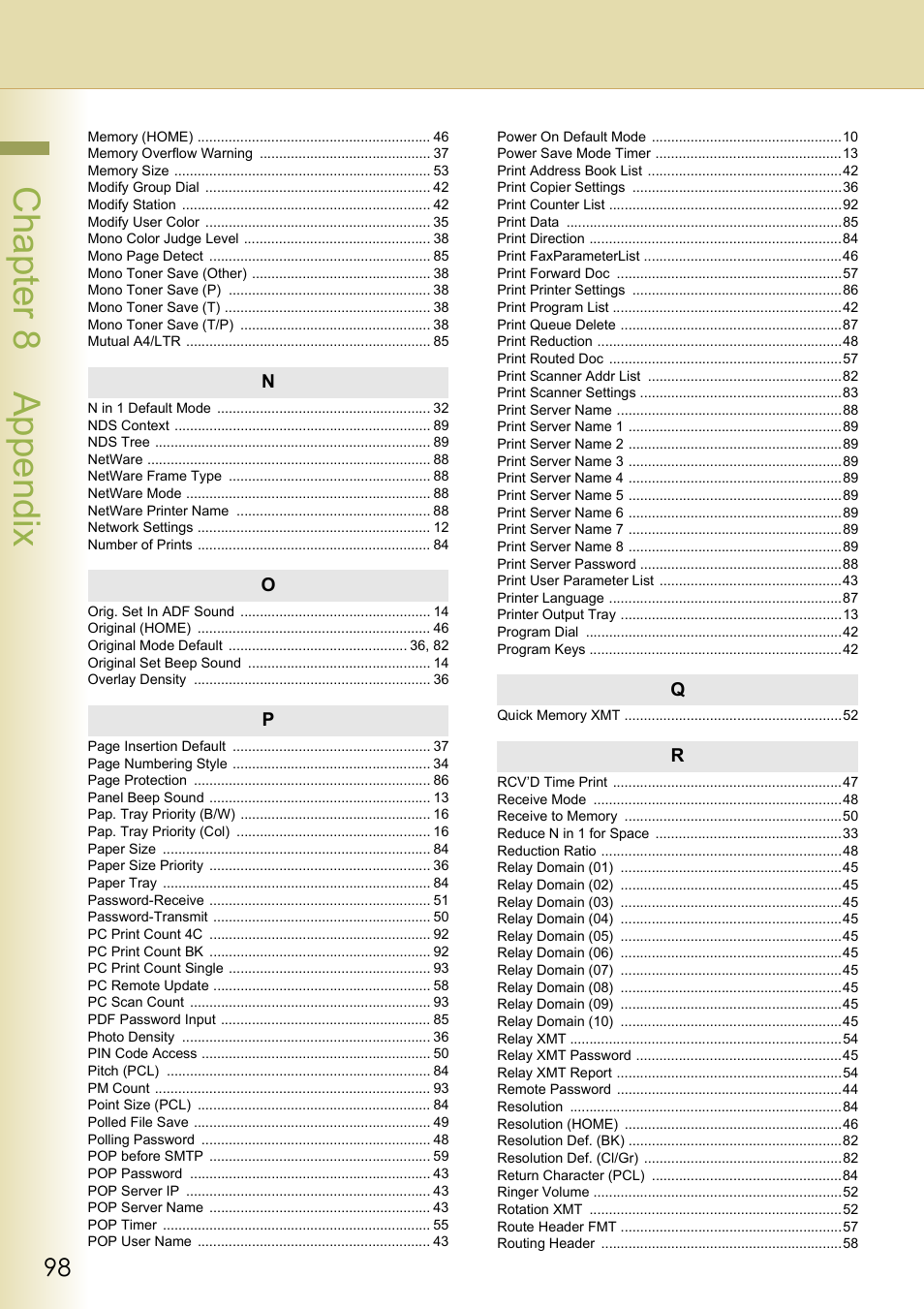 Chapter 8 appendix | Panasonic DP-C213 User Manual | Page 98 / 100