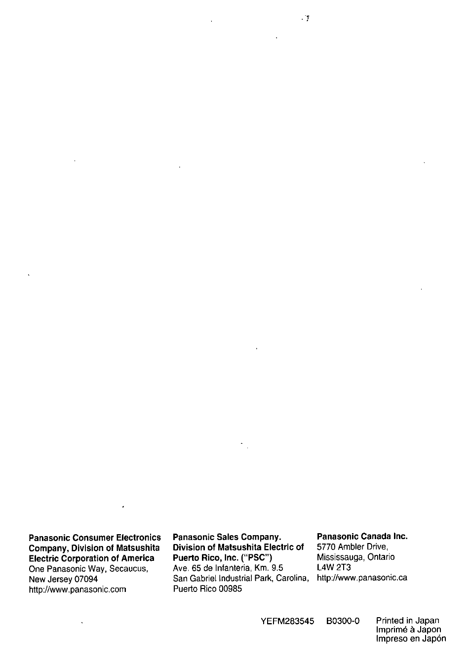 Panasonic CQDRX900U User Manual | Page 124 / 124