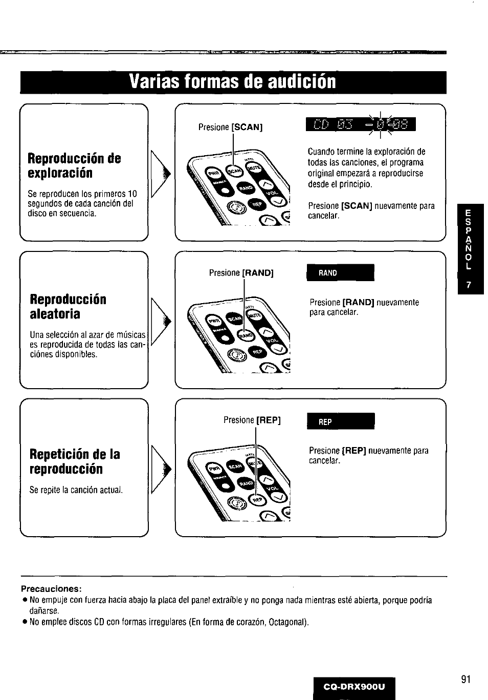 Varias formas de audición | Panasonic CQDRX900U User Manual | Page 91 / 124