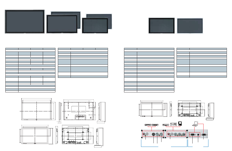 High definition models standard definition models, Th-50phd7wk/ws, Th-65phd7wk | Th-42phd7wk/ws, Th-42pwd7wk/ws, Terminals dimensions, Specifications, Dimensions | Panasonic TH-50PHD7WK/WS User Manual | Page 7 / 9