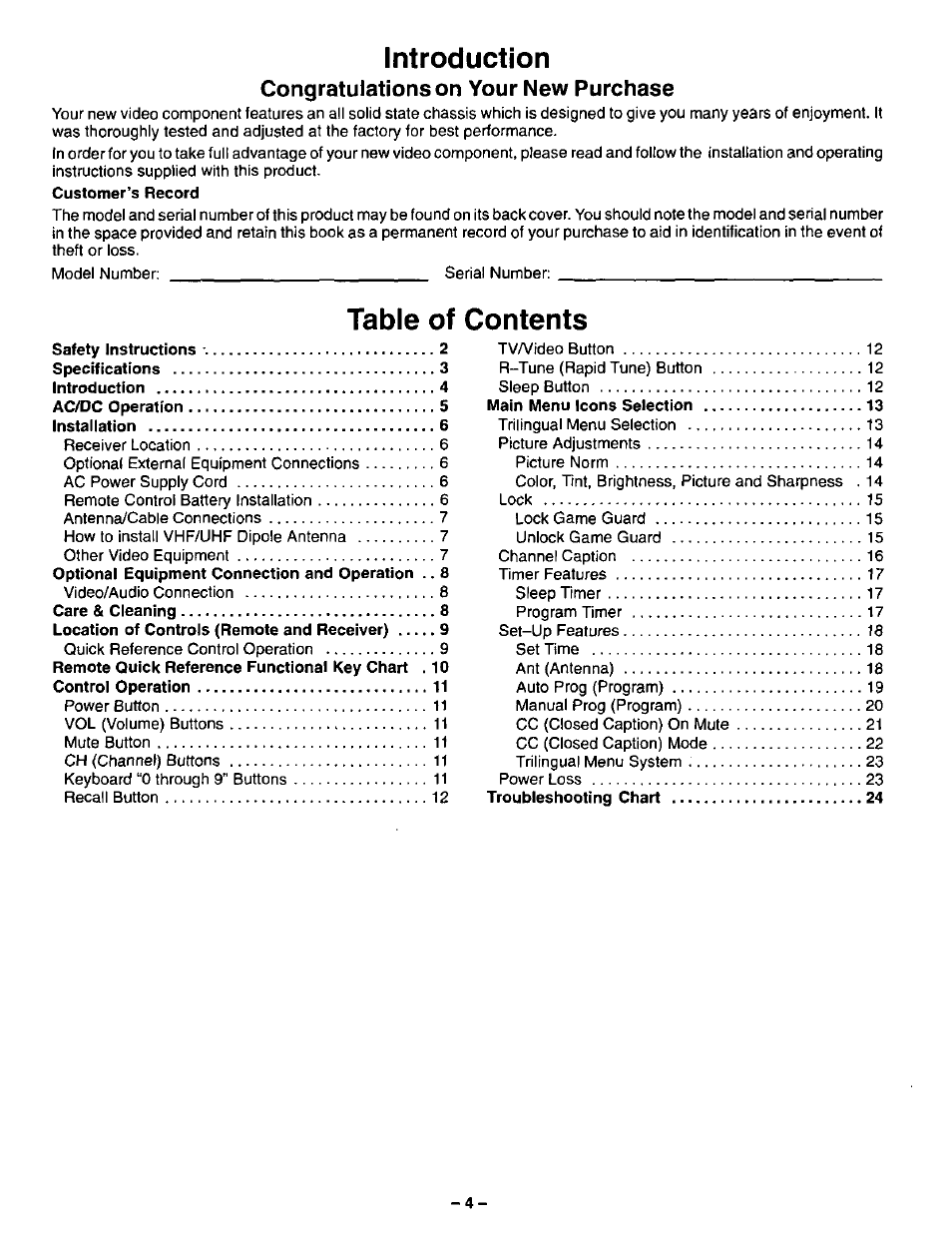 Panasonic CT-13R23 User Manual | Page 4 / 24