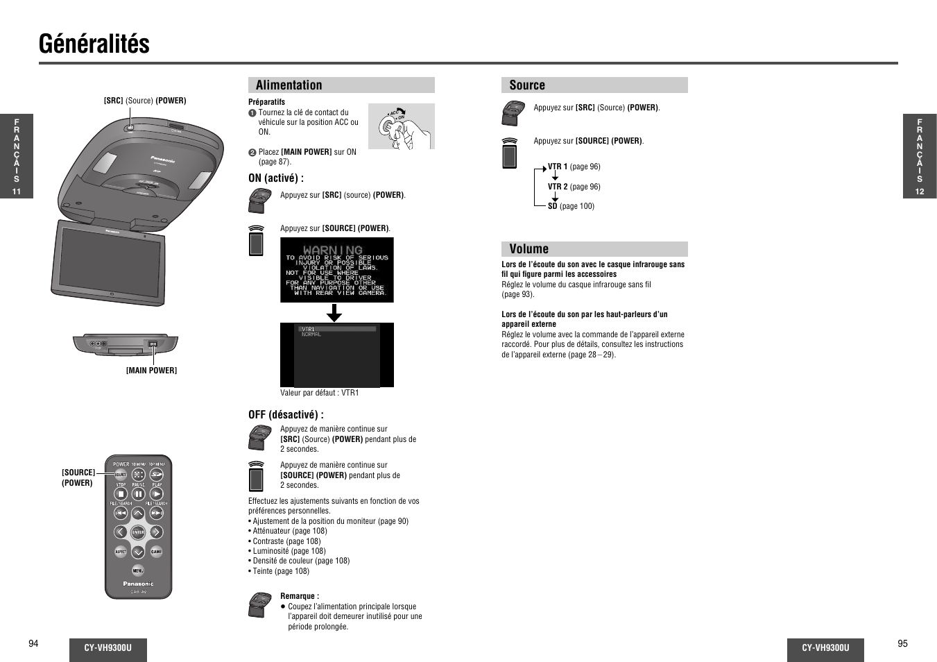 Generalites, Généralités | Panasonic CY-VH9300U User Manual | Page 48 / 83
