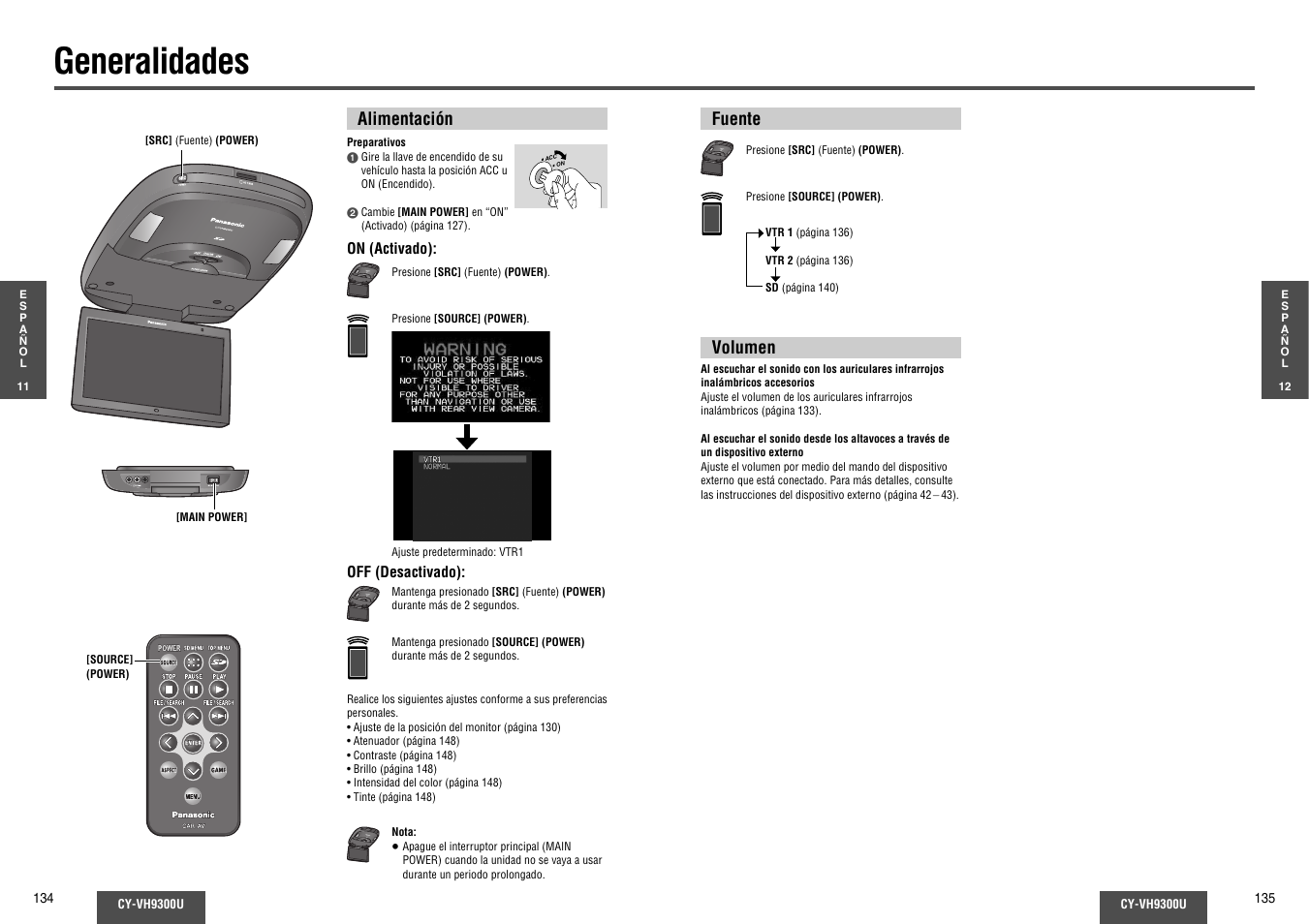 Generalidades | Panasonic CY-VH9300U User Manual | Page 68 / 83