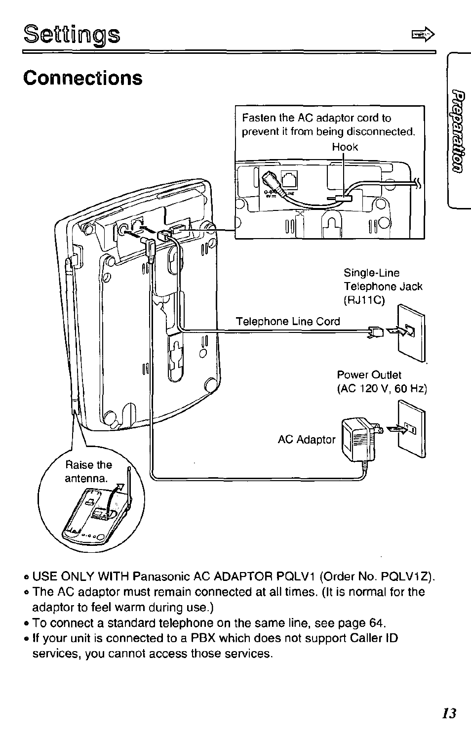 Iettiogs, Connections | Panasonic KX-TC1731B User Manual | Page 13 / 70