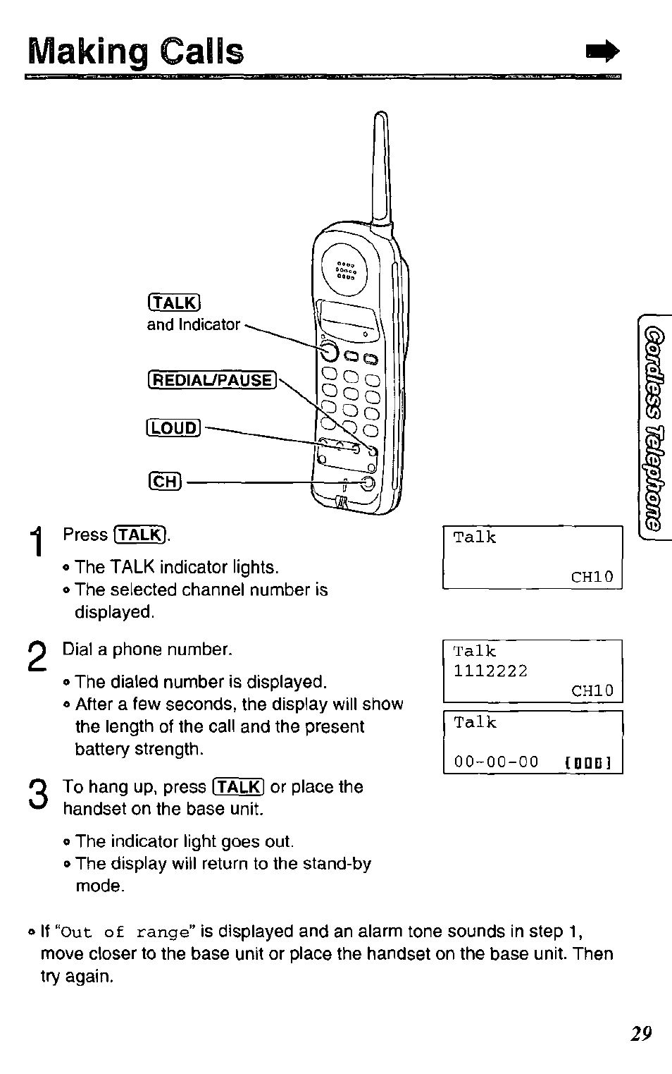 Making calls | Panasonic KX-TC1731B User Manual | Page 29 / 70