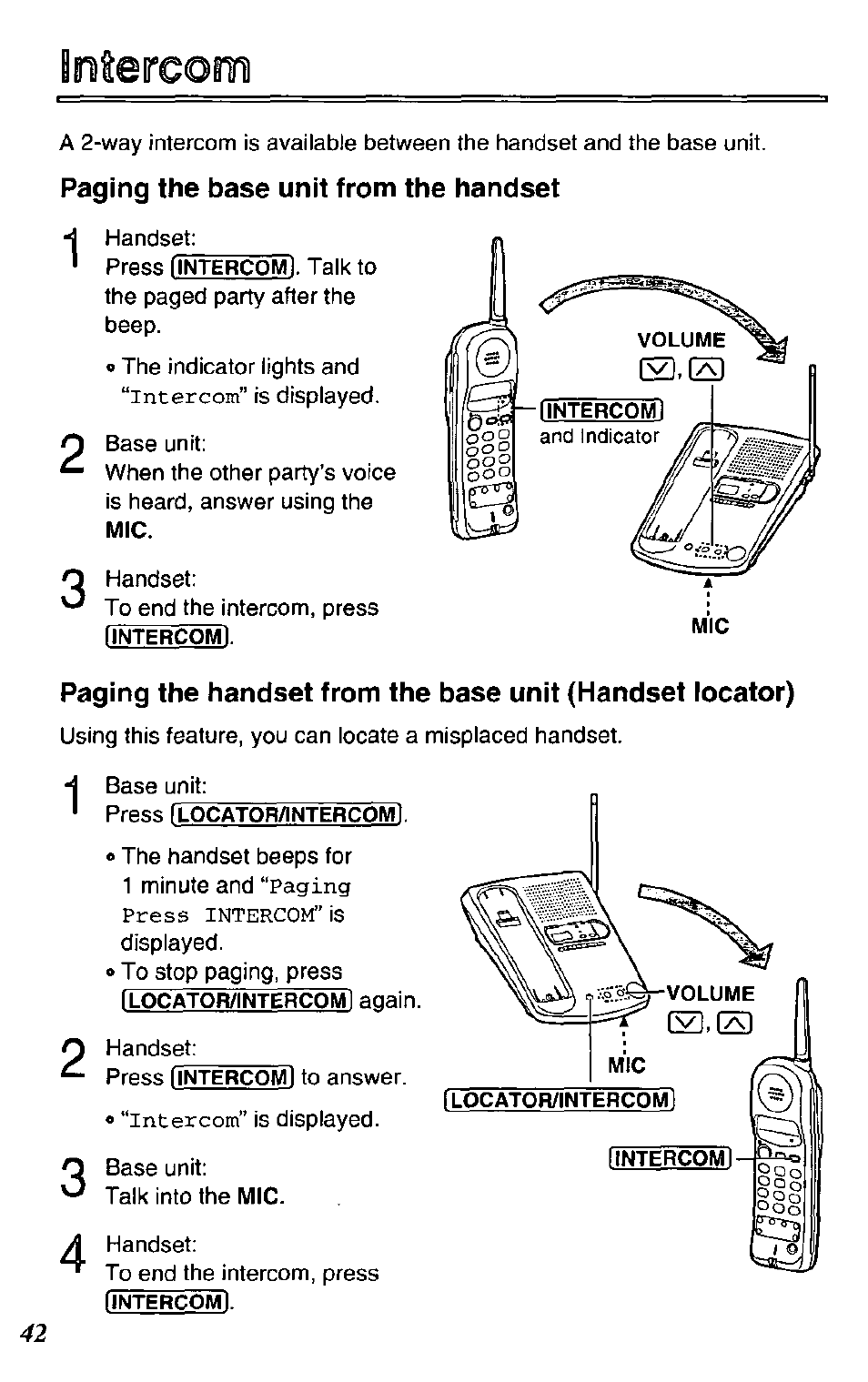 Paging the base unit from the handset, Bnsercom | Panasonic KX-TC1731B User Manual | Page 42 / 70