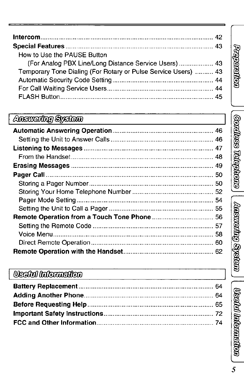 Panasonic KX-TC1731B User Manual | Page 5 / 70