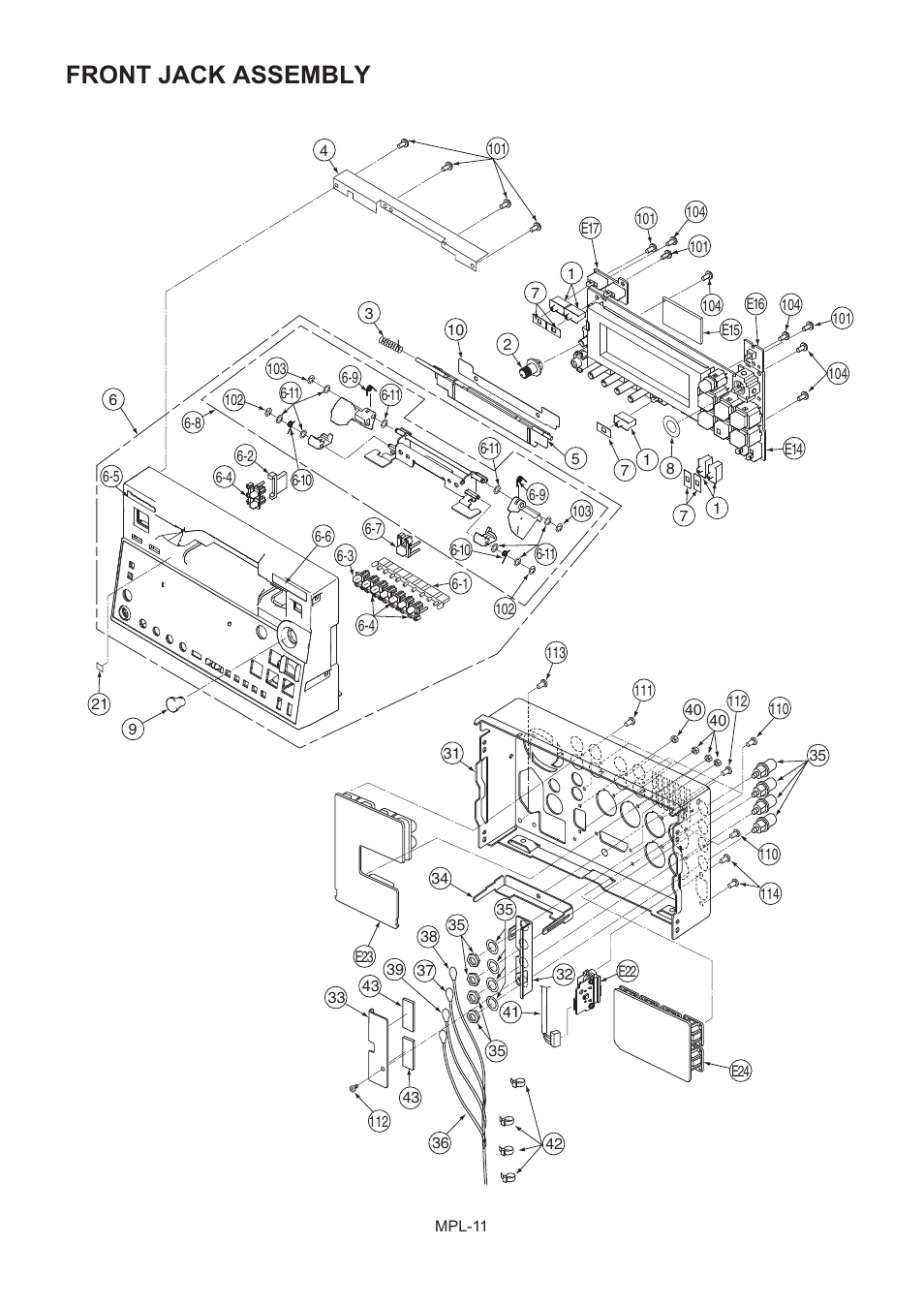 Front jack assembly | Panasonic AJ-HD1400MC User Manual | Page 12 / 19