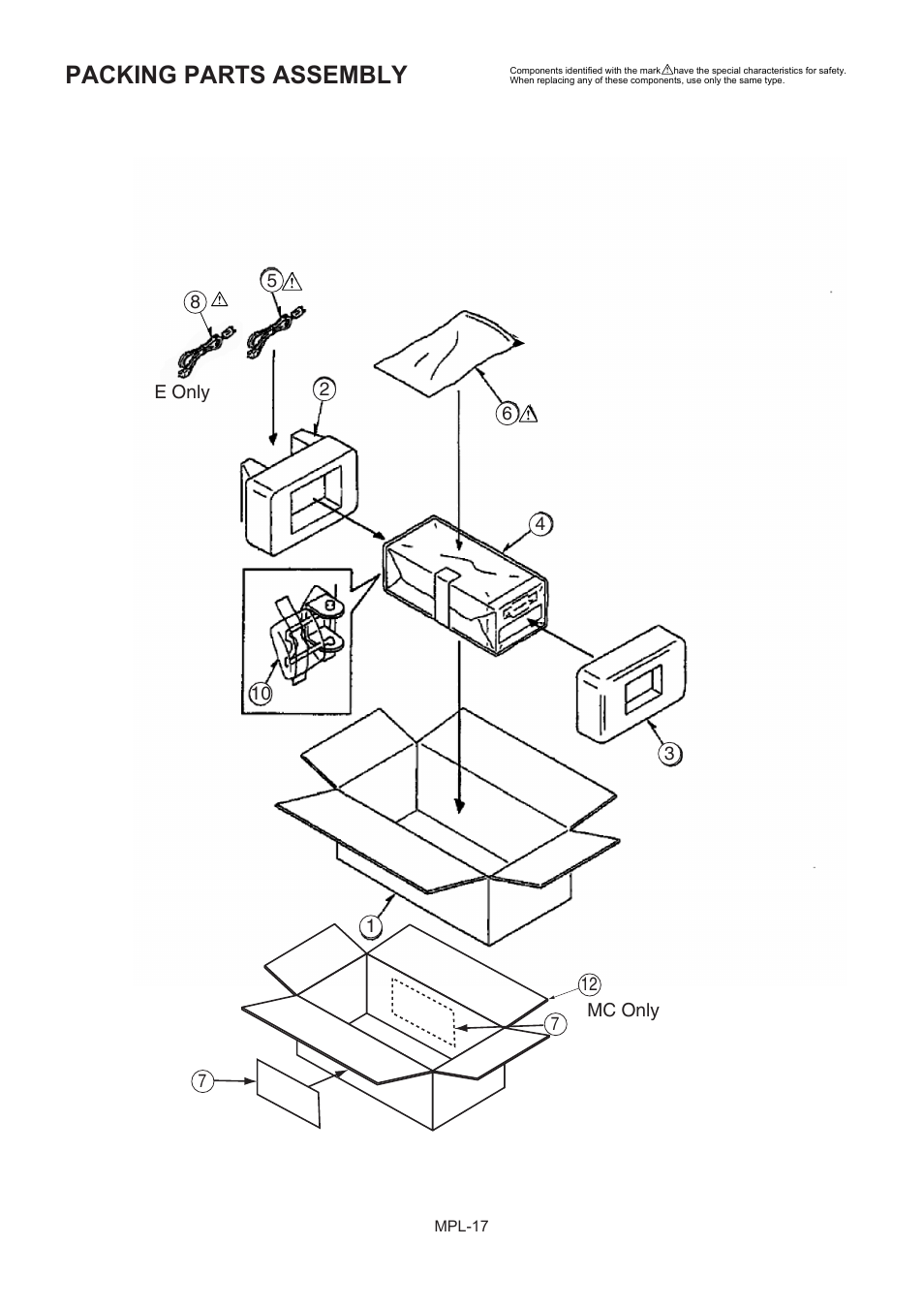 Packing parts assembly | Panasonic AJ-HD1400MC User Manual | Page 18 / 19