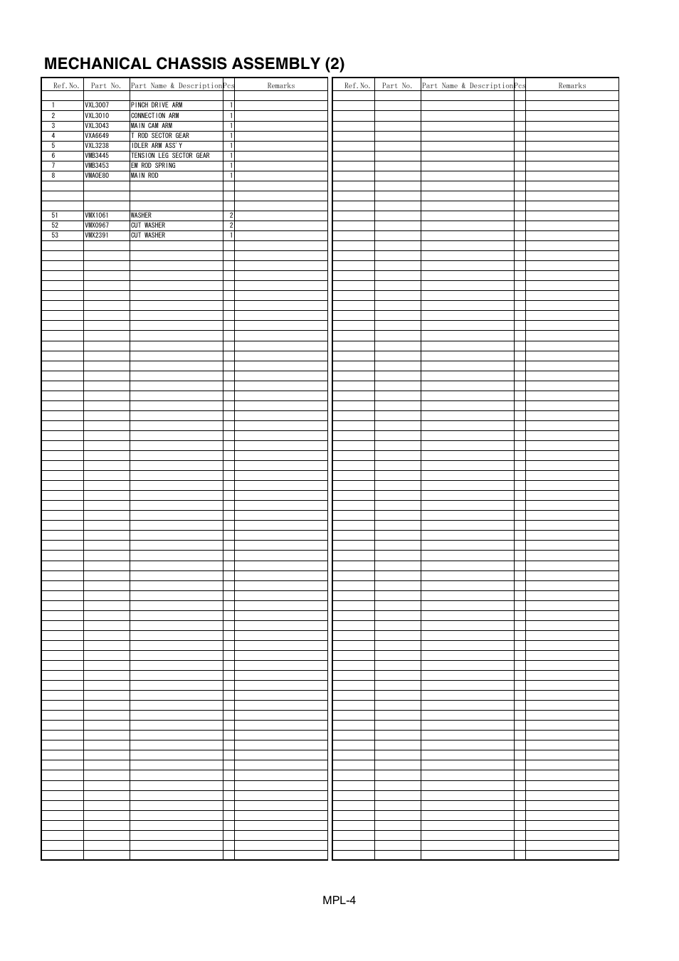 Mechanical chassis assembly (2), Mpl-4 | Panasonic AJ-HD1400MC User Manual | Page 5 / 19