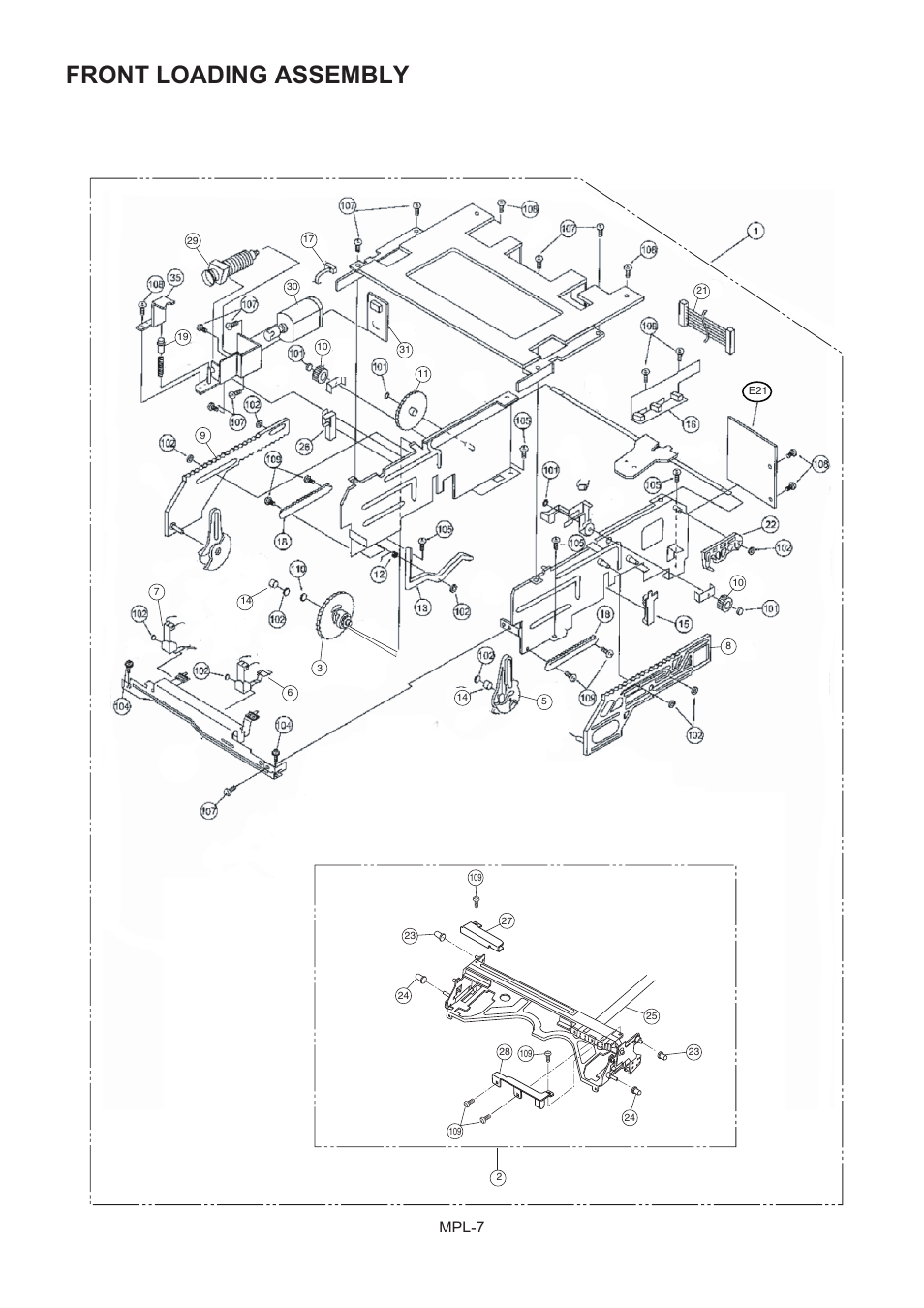 Front loading assembly, Mpl-7 | Panasonic AJ-HD1400MC User Manual | Page 8 / 19