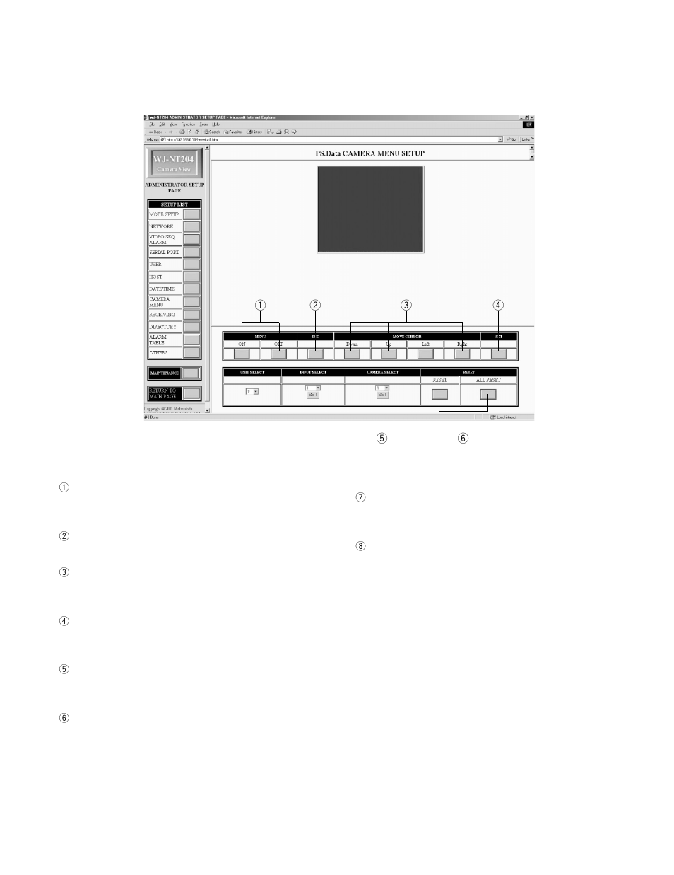 Ps.data camera menu setup page | Panasonic WJ-NT204 User Manual | Page 101 / 147
