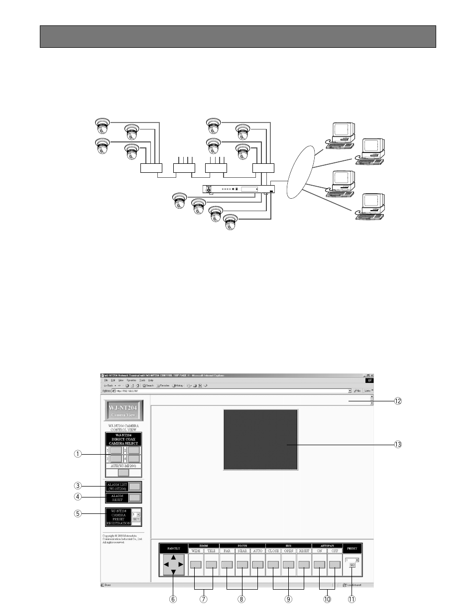 Extension functions, Wj-mp204 data multiplexer control, Connection | Setup, Control operation | Panasonic WJ-NT204 User Manual | Page 106 / 147
