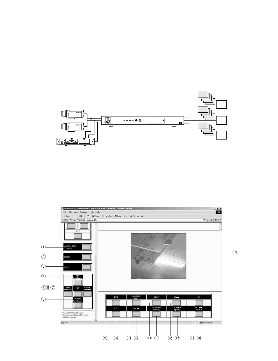Wj-dr200 av disc recorder control, Connections, Setup | Control operation | Panasonic WJ-NT204 User Manual | Page 113 / 147