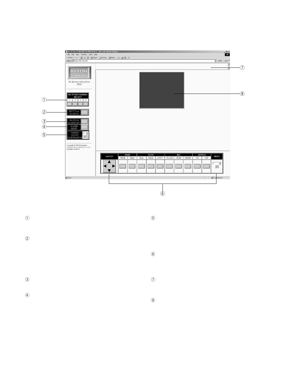 Control operation | Panasonic WJ-NT204 User Manual | Page 121 / 147